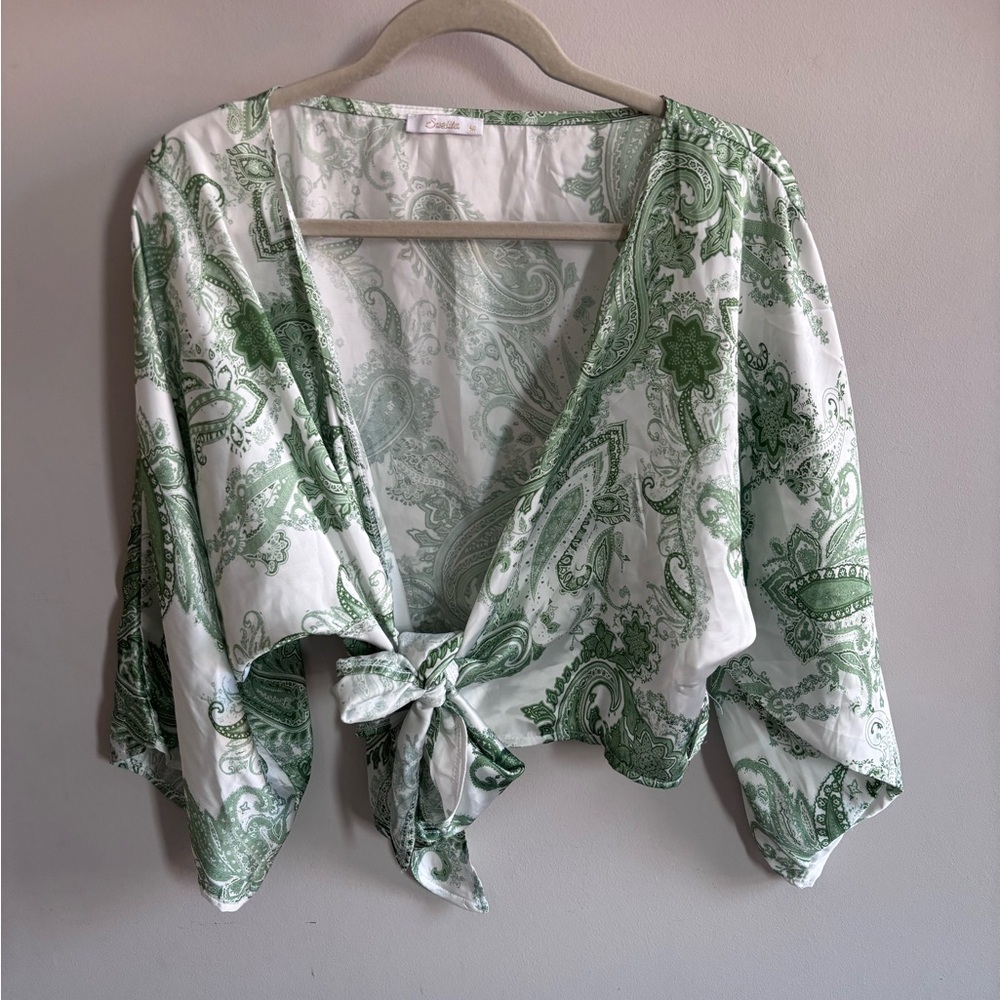 Green Paisley Wrap Matching Set - Picture 3 of 9